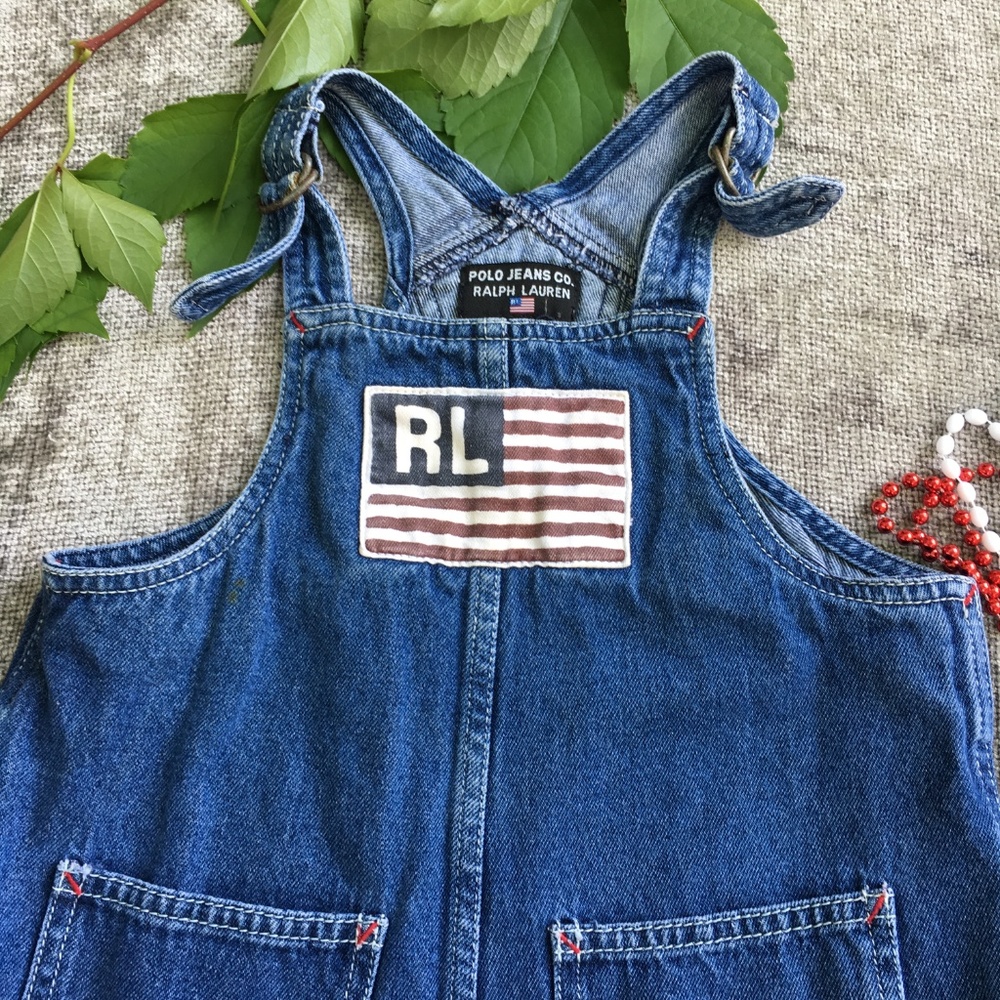 ⬇️$29 POLO RALPH LAUREN RL Flag OVERALLS Skirt - Picture 2 of 7